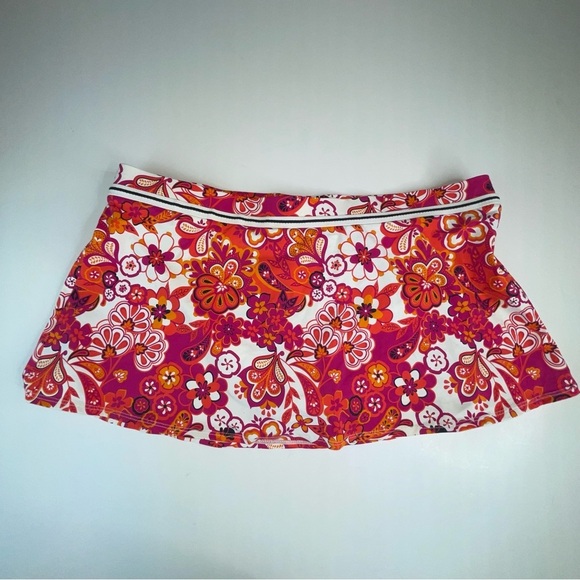 Jag Retro Floral Swim Skirt Attached Bottoms Orange Pink - Picture 5 of 15